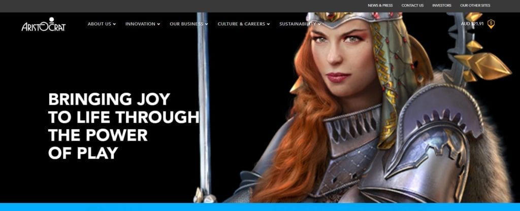 Aristocrat homepage screenshot