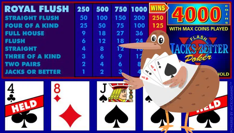 Videopoker game jacks or better