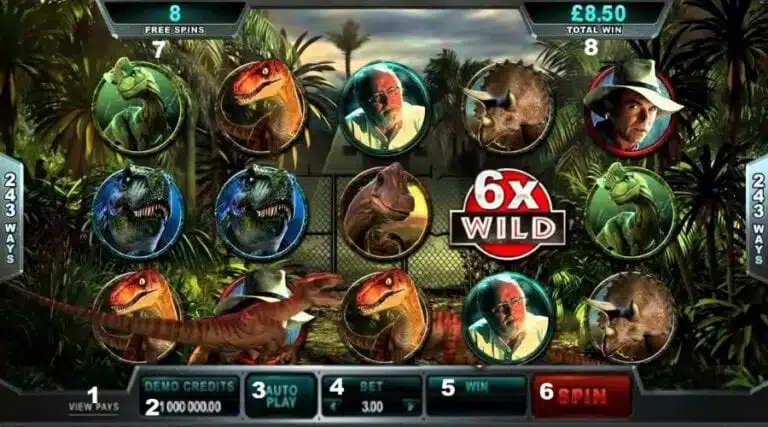 Jurassic Park pokie main screen