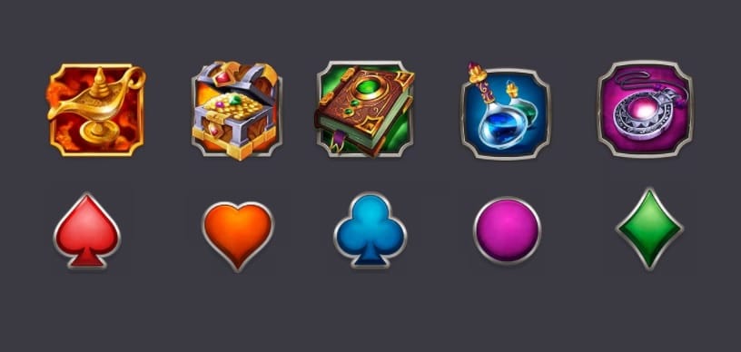 All other Wheel of Wishes high value and low value symbols.