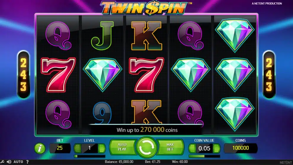 Twin Spin's slot game main display screenshot