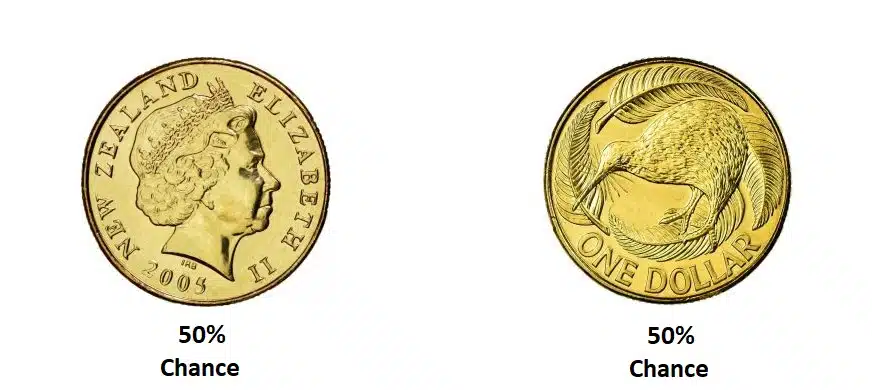 one new zealand dollar coin from both sides.