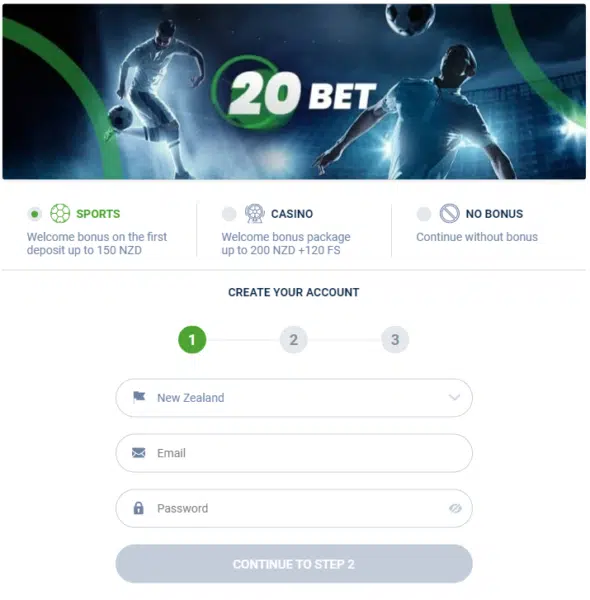 20bet register