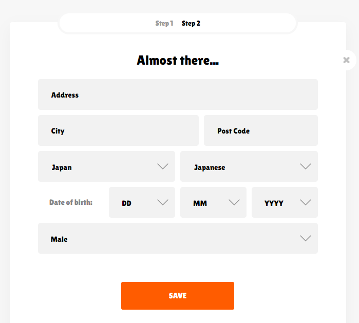 Nitro sign up step 2