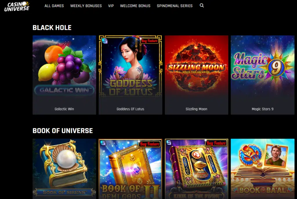 Pokies at casino universe