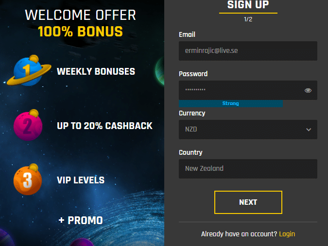 Casino Universe signup NZ