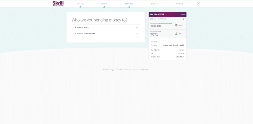 Send money with Skrill