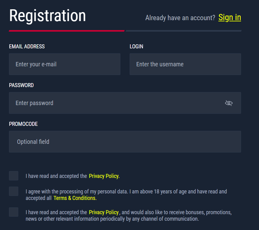 Rabona registration