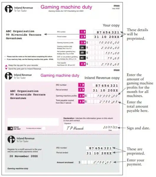 Gambling tax for gaming machine duty in New Zealand