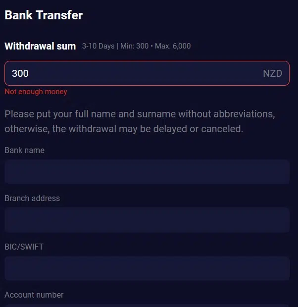 Mastercard withdrawal throw bank transfer