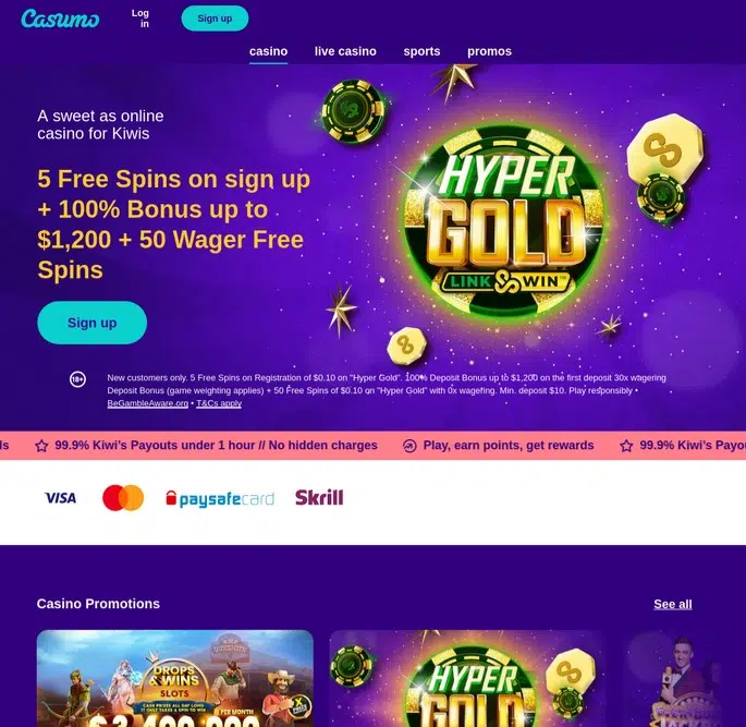 Casuno 5 no deposit free spins