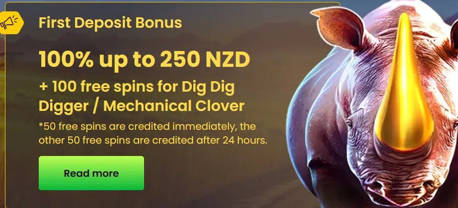 First deposit bonus at Bizzo casino NZ