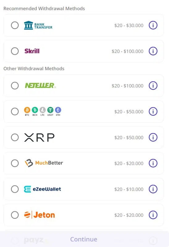 Withdrawal options for NZ