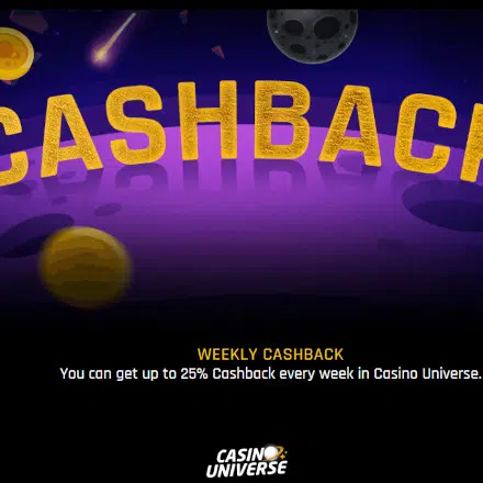 Weekly cashback 25% with 5x wager req
